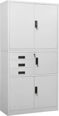 Immagine prodotto di The Living Store Armadio per ufficio grigio chiaro 90x40x180 cm in acciaio