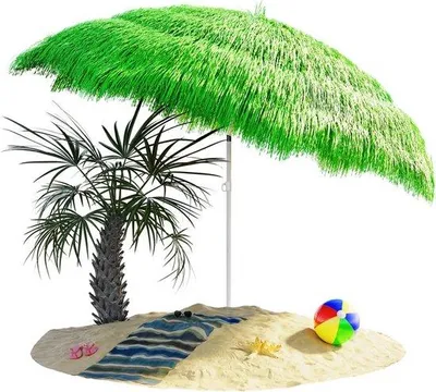 Produktbild von Sonnenschirm mit Neigefunktion 188 cm für Balkon und Strand - Grün