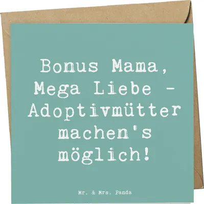 Produktbild von Mr. & Mrs. Panda Grußkarte Spruch Adoptivmutter Liebe - Meeresbrise - Geschenk, Zusammenhalt, doppelkarte, Geschenke, Glückwunschkarte, Dankeschön, Adoption, Klappkarte