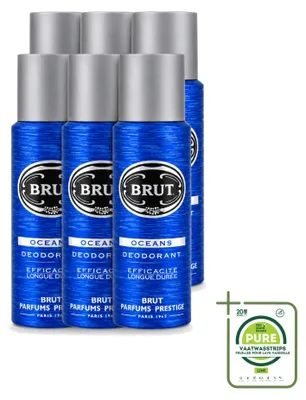 Productafbeelding van 6 x Brut Oceans Deodorant Spray - 200 ml - Grote verpakking - 6 stuks