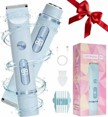Productafbeelding van Elektrische dames scheerapparaat voor intiem gebruik, geschikt voor zowel natte als droge huid, bikini-trimmer, blauw