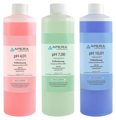 pH-Kalibrierlösung 4,01/7,00/10,01, je 250 ml, 3er-Set