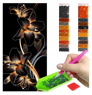 Produktbild von ARTULIO - Diamond Painting Set - Goldene Blumen auf schwarzem Hintergrund - 80 x 40 cm - Groß XXL - Crystal Art, Bilder DIY