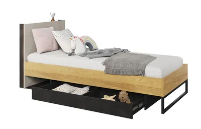 Produktbild von Furniture24 Bett Teen Flex Tf-16 Mit Schublade Lattenrost 90X200 Cm Und Led Beleuchting In Kopfteil