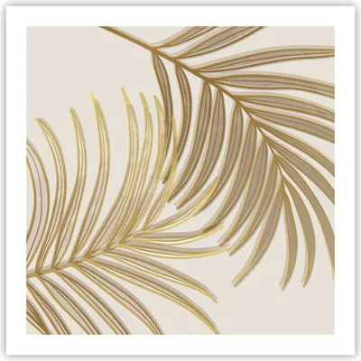Produktbild von Poster - Poster ohne Rahmen - Golden Blätter Palmen - 60x60 cm - Wand Bild - Wanddeko - Wandbilder - Kunstposter - Wandposter - Bilder - Kunstdruck - Wanddekoration - Wandbild - P2XAC60x60-4738