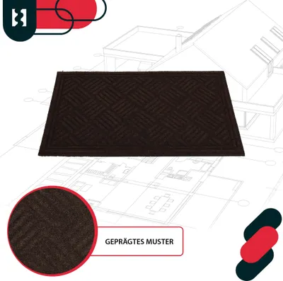 Produktbild von OTARBAU® Fußmatte 45 x 75 cm Schmutzfangmatte Rutschfest Fußmatte für Innen & Eingangsbereich Saugfähig Fußabtreter Polypropylen + Gummi Braun