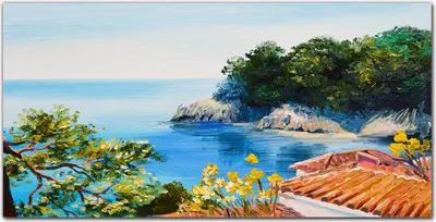 Produktbild von Coloray Bild aus Leinwand 140x70 Leinwand Dekoration - Bäume Meer Himmel