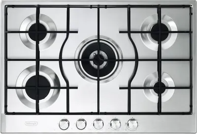 Image de De'Longhi SLF575LX Table de cuisson à gaz encastrable en acier inoxydable, 75 cm, 5 brûleurs