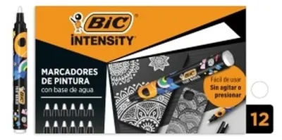 Zdjęcie produktu dla BIC Intensity, 12 szt., Biały, Końcówka pociskowa, Wielobarwny, Okrągły, Średni