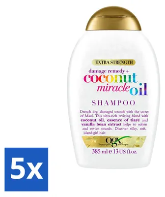 Image de 5 flacons de shampooing OGX à l'huile de coco, pour cheveux secs et abîmés, 385 ml - Pack avantage - 5 pièces