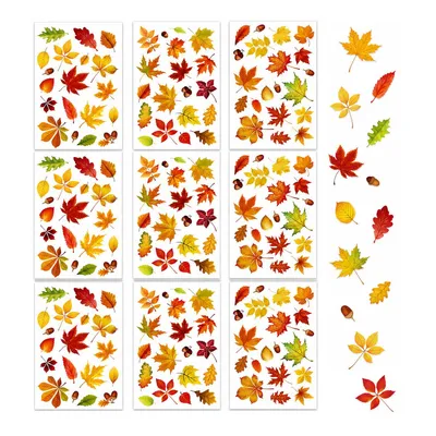 Produktbild von 174 Stück Herbstdeko Fensterbilder, statische Fensteraufkleber mit Ahornblättern und Eicheln, wiederverwendbare Fensterdeko für Glas, Fenster und Spiegel
