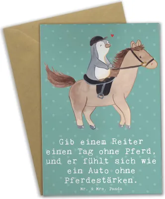 Produktbild von Mr. & Mrs. Panda Grußkarte Reitsport Liebe - Meeresbrise - Geschenk, Reiten, Sportler, weihnachtskarten, Teamsport, Geschenke, Turnierplatz, glückwunschkarten, Pferde