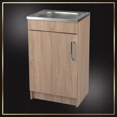 A product shot of a kitchen cabinet with a sink.