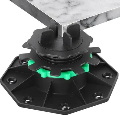 Image de Système de support réglable pour dalles de terrasse, pour une utilisation extérieure – Réglage de la hauteur de 65 à 140 mm – Fabriqué en polypropylène durable – Lot de 50 pièces