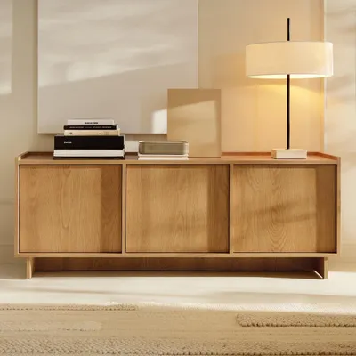 Produktbild von TV-Lowboard SUNA 147 cm Fernsehtisch Karamell Eiche 3 Türen Push-To-Open