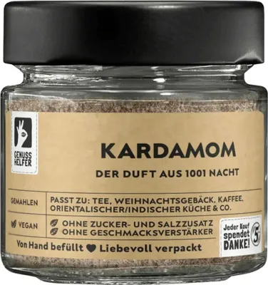 Produktbild von Kardamom, gemahlen, ideal zum Backen, Kochen oder für Tee, 35g im Glas