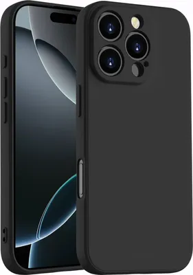 Immagine prodotto di Custodia per iPhone 16 Pro Custodia in gomma antiurto in morbido silicone liquido nero