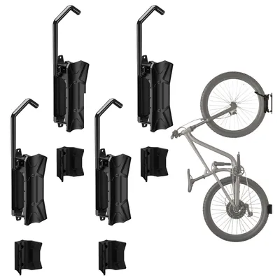 Image de 4 supports de vélo Maclean / supports muraux, capacité de charge maximale de 35 kg, angle d'inclinaison réglable, acier, modèle MC-171