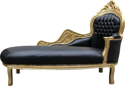 Produktbild von Casa Padrino Barock Chaiselongue Mod2 Schwarz/Gold Lederoptik- Barock Möbel