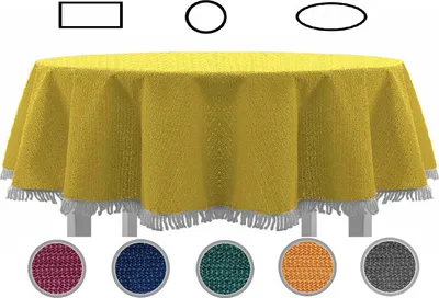 Produktbild von Gartentischdecke mit Fransen Tischdecke rund oval eckig Classic 150x210 cm oval gelb