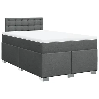 Image de vidaXL Lit boxspring avec matelas gris foncé 120x190 cm Tissu