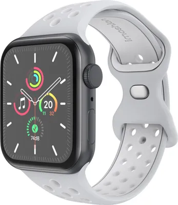 Produktbild von imoshion Silikon Sport⁺ Armband für Watch Series 1 - 11 / SE / Ultra (44/45/46/49 mm) - Größe S/M - Grey & White