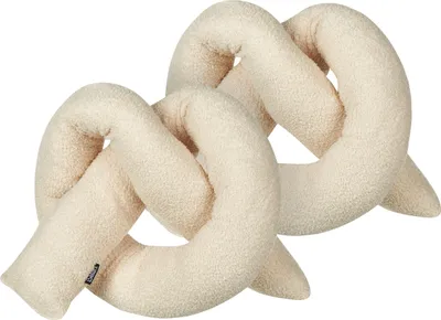 Produktbild von BELIANI Dekokissen 2er Set Beige Webpelz mit Füllung 172x14 cm Teddy-Optik Bretzelform Knotenkissen Modern Wohnzimmer Schlafzimmer Ausstattung