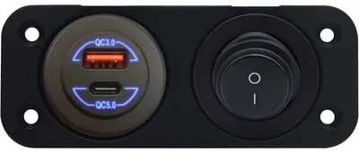 Produktbild von ProRide Auto-Einbauladegerät 12-24V USB/USB-C 2 Anschlüsse 36W/60W Blau