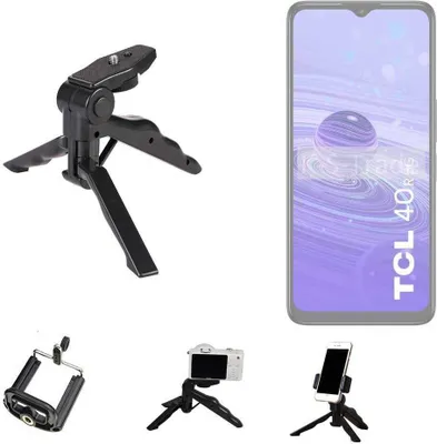 Produktbild von K-S-Trade Stativ Tisch-Ständer Dreibein Handy-Stativ Ständer kompatibel mit TCL 40 R 5G Mini-Stativ Smartphone Tripod Handy-Stativ aus Plastik