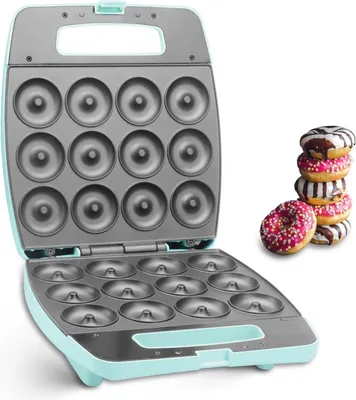 Productafbeelding van Mini Donut Maker - Donutmachine Bakvorm - Thuis Gebak Maken - 12 Mini Donuts Tegelijk - 1400 Watt - Aqua