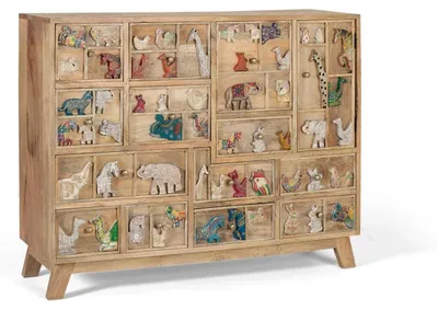 Zdjęcie produktu dla Komoda "Animalia" z drewna mango, 90 cm x 112 cm x 36 cm Giner y Colomer