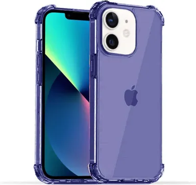 Produktbild von Smartphonica iPhone 12 Mini transparente stoßfeste Silikonhülle mit Bumper - Dunkelblau