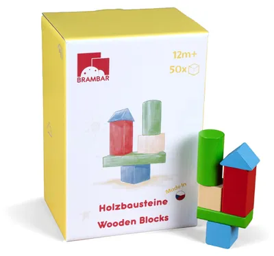 Productafbeelding van Houten blokken voor kinderen, vanaf 1 jaar, 50 stuks, speelgoed voor de ontwikkeling