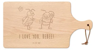 Produktbild von Mr. & Mrs. Panda Brettchen Bienen Paar - Transparent - Geschenk, Hackbrett, Schildkröten, Freund, Valentinstag, für Frauen, Schneidebrett, Brett, Freundin, brotbrett
