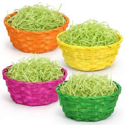 Productafbeelding van Solidchoice - Set van 4 Kleurrijke Paasmandjes met Gras