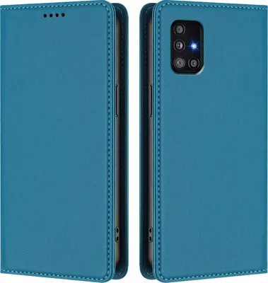 Produktbild von Handyhülle für Samsung Galaxy A51 5G, Kunstleder Klapphülle Stoßfeste Magnetische Hülle mit Ständer Blau