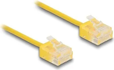 Produktbild von Delock RJ45 Netzwerkkabel Cat.6 UTP Ultra Slim 2 m gelb mit kurzen Steckern