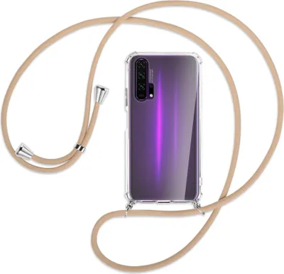 Produktbild von Handykette Backcover-Schutzhülle mit Band (Metall silberfarben) für Honor 20 Pro - beige