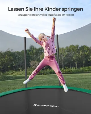 Produktbild von SONGMICS Trampolin Ø 305cm Gartentrampolin mit Sicherheitsnetz, Leiter, Sicherheitsabdeckung, bis zu 150 kg belastbar, Trampolin Outdoor, Garten
