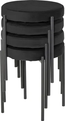 Produktbild von Esszimmerhocker 4Er-Set Stapelbare Thekenhocker Mit Gepolstertem Sitz, Samtbezug, Schwarz, 41,5X41,5X46Cm