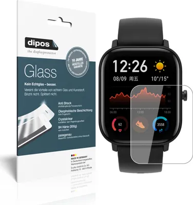Produktbild von 2x Schutzfolie für Huami Amazfit GTS - Anti-Shock 9H Folie dipos Glass Kunststoffglas