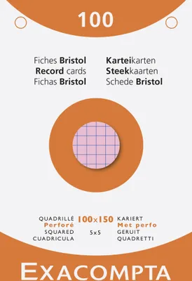 Produktbild von Exacompta 10x Karteikarten 100x150 kariert perforiert 100St sortiert - 13652E