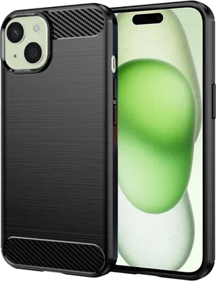 Produktbild von Techsuit Carbon Silicone Back Cover Hülle für Apple iPhone 15 Plus - Schwarz
