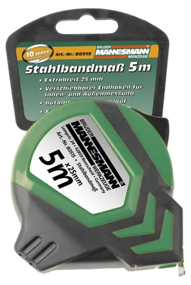 Image de BRÜDER MANNESMANN M80515 Mètre à ruban 5 m x 25 mm, boîtier vert/noir