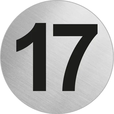 Produktbild von Türnummer Zimmernummer aus Edelstahl "17" Ø 60 mm selbstklebend
