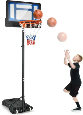 Image de Support de basket-ball réglable en hauteur, équipé de roulettes