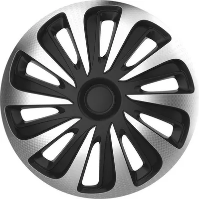 Produktbild von 13" Zoll Radkappen Schwarz/Silber Carbon Radzierblenden Radblenden 13 CALIBER CARBON SILVER BLACK ARGO