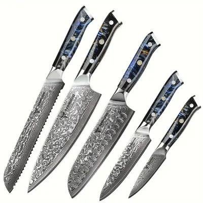 Produktbild von Set für Damenschneidwerkzeuge - Set für Küchenmesser - Set für Kochmesser - Japanische Messer - Fleischmesser - 5-teilig