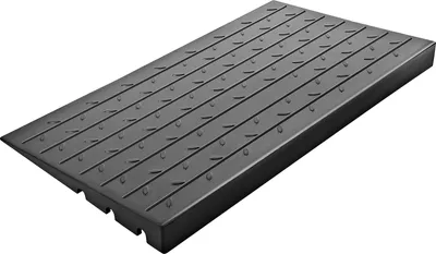 Image de Rampe de seuil en caoutchouc SucceBuy, rampe de porte de 4 pouces de haut, cache-câble à 3 canaux, caoutchouc résistant pour fauteuils roulants et scooters, capacité de charge de 2200 livres