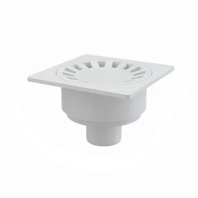 Obrázok produktu pre Podlahová vpusť Alcadrain 150x150x50 mm priama, mriežka biela, vodná zápachová uzávera